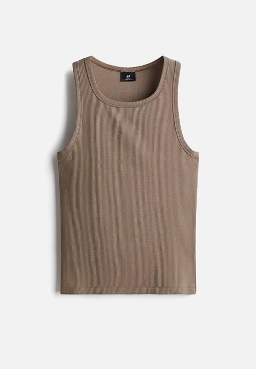 H&M - Slim fit ribbed vest top - dark beige
