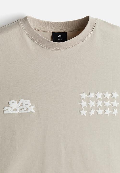 H&M - Loose fit printed t-shirt - beige stars