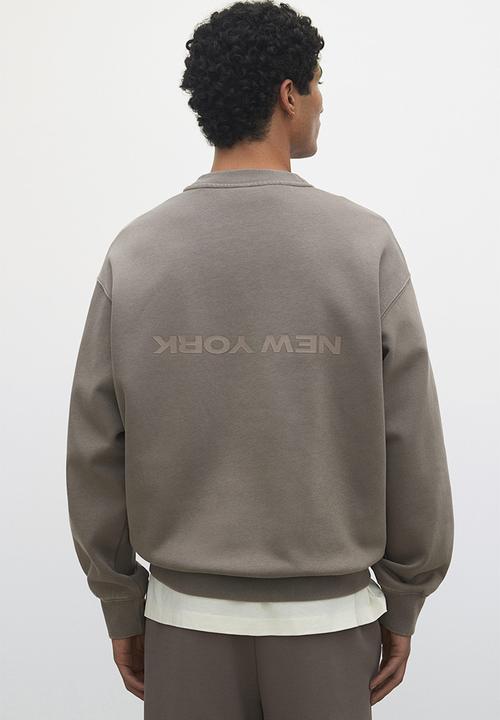 H&M - Loose fit printed sweatshirt - dusty brown new york