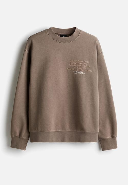H&M - Loose fit printed sweatshirt - dusty brown new york
