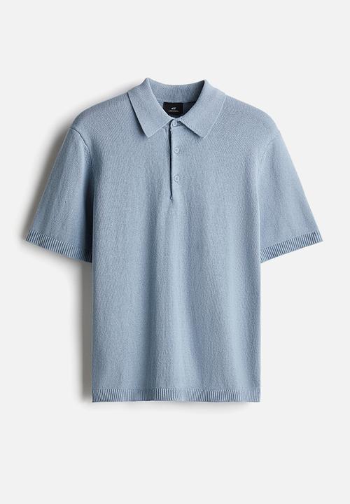 H&M - Regular fit fine-knit polo shirt - light blue
