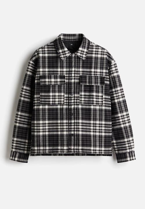 H&M - Oversized fit flannel overshirt - dark grey checked