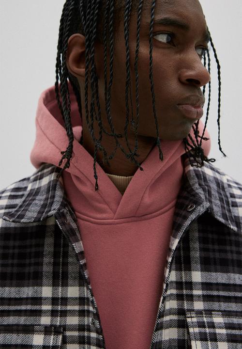 H&M - Oversized fit flannel overshirt - dark grey checked