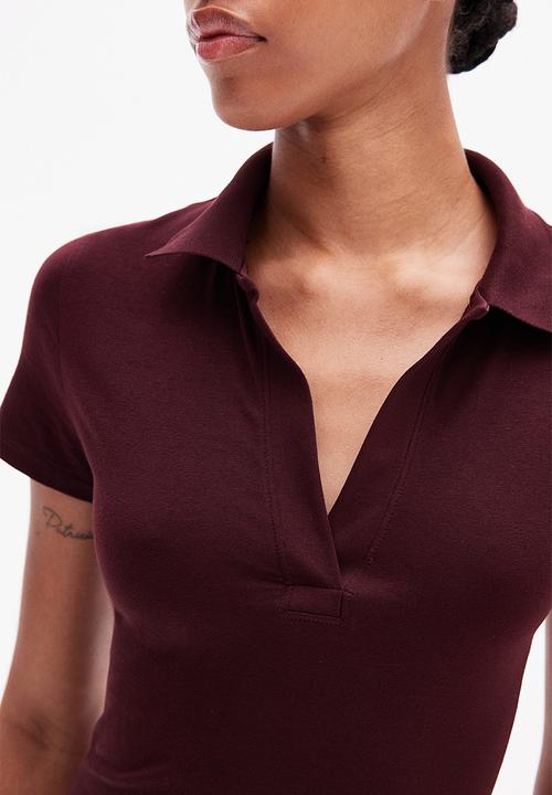 H&M - Bodycon polo dress - burgundy