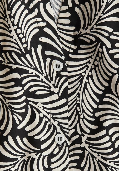 H&M - Balloon-sleeved poplin blouse - black patterned