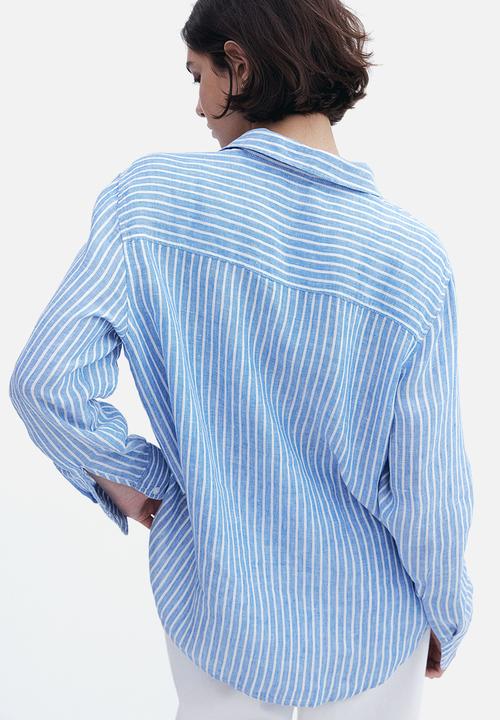 H&M - Linen shirt - blue striped