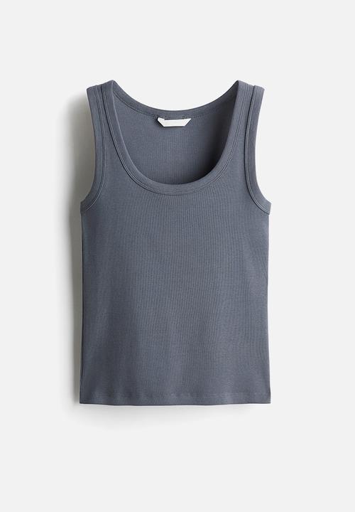 H&M - Ribbed vest top - blue & grey
