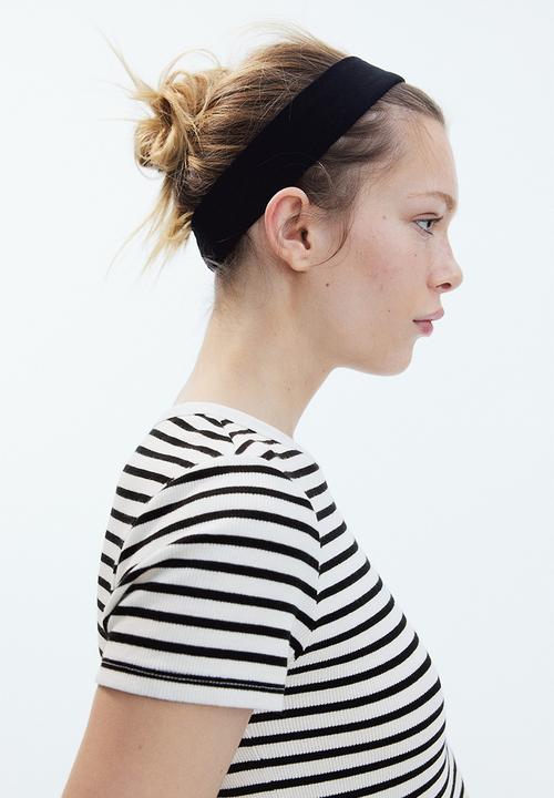 H&M - Ribbed t-shirt - white & black striped