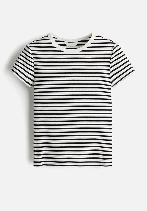 H&M - Ribbed t-shirt - white & black striped