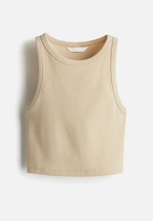 H&M - Cropped ribbed vest top - beige