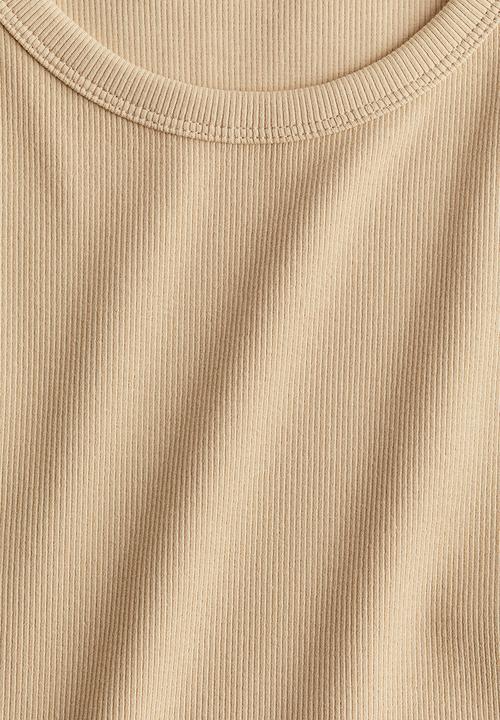 H&M - Cropped ribbed vest top - beige