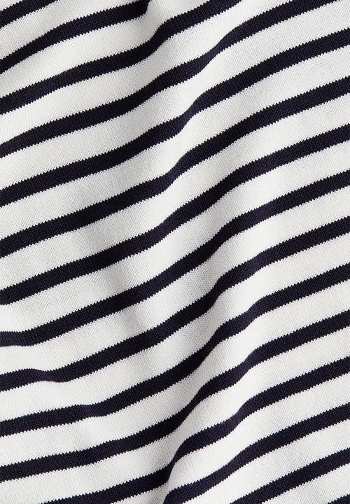 H&M - Fine-knit t-shirt - white & black