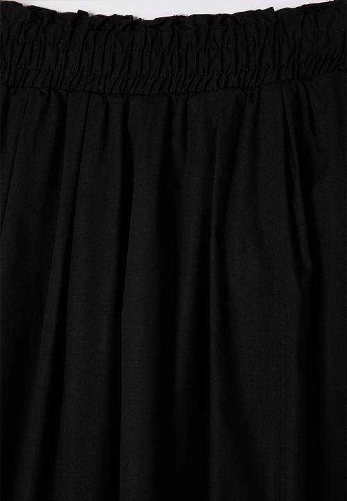 Trendyol - Flared midi elastic waist woven skirt  - black