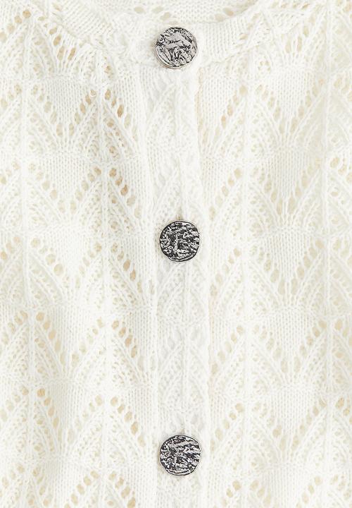 H&M - Pointelle-knit cardigan - cream 