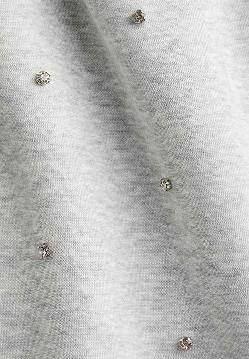 H&M - Embellished scuba skirt - light grey marl