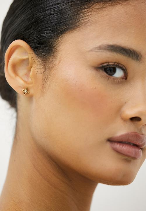Zoe on Trend - Modern Flower Stud Earrings - gold