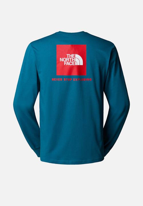 The North Face - Long Sleeve Box Nse Tee - Mineral Ink-Tnf Red