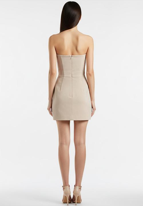 Trendyol - Shiny Stone Strapless Woven Evening Dress Graduation Dress - beige