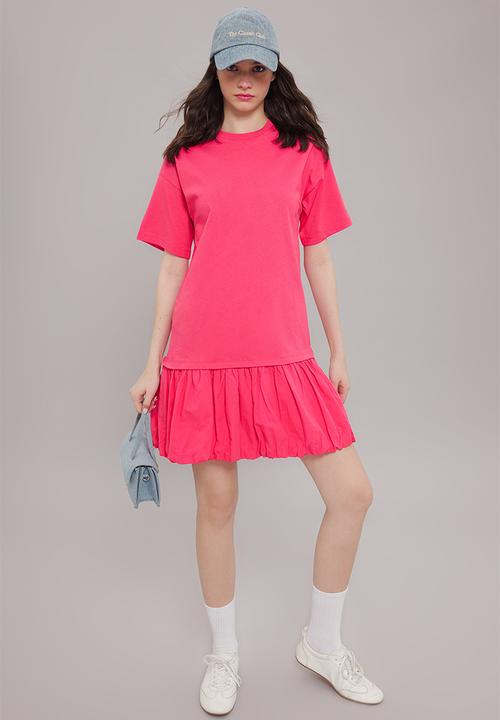 Trendyol - Fuchsia Woven Flounce Cut Mini Knit Dress