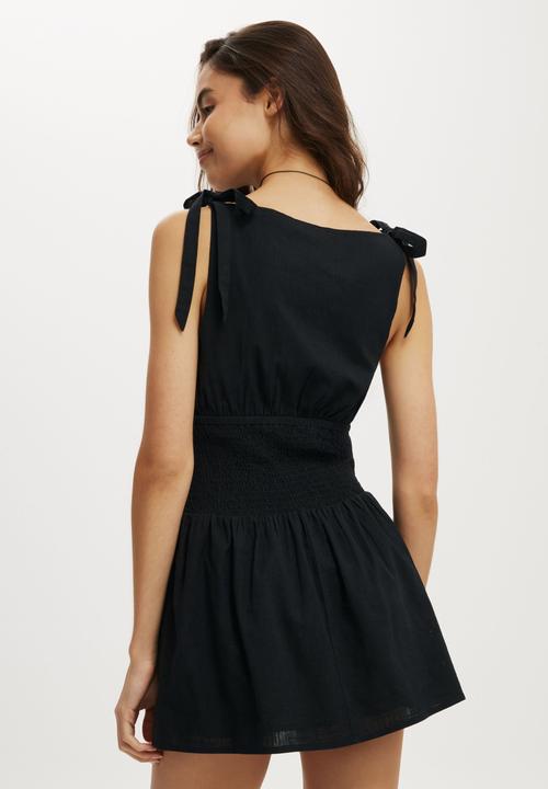 Cotton On - Lola tie shoulder mini dress - black