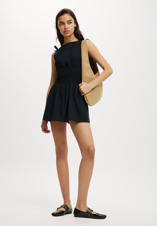 Cotton On - Lola tie shoulder mini dress - black