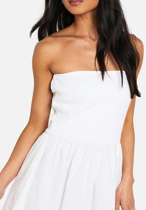 boohoo - Jersey cotton mix bandeau midaxi dress - white