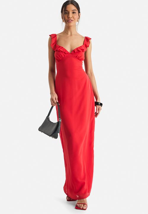 boohoo - Chiffon strappy midaxi dress - red