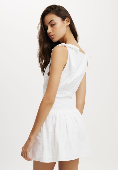 Cotton On - Lola tie shoulder mini dress - white