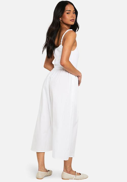 boohoo - Jersey cotton mix scoop neck midaxi dress - white