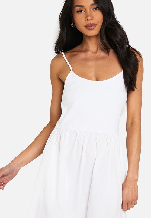 boohoo - Jersey cotton mix scoop neck midaxi dress - white