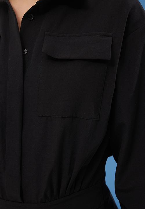 Trendyol - Black Mini Woven Dress with Flounce Detail