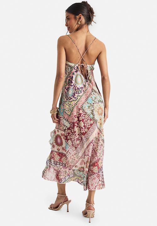 boohoo - Paisley chiffon slip dress - dusky pink
