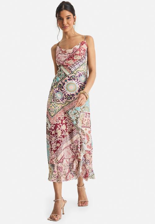 boohoo - Paisley chiffon slip dress - dusky pink