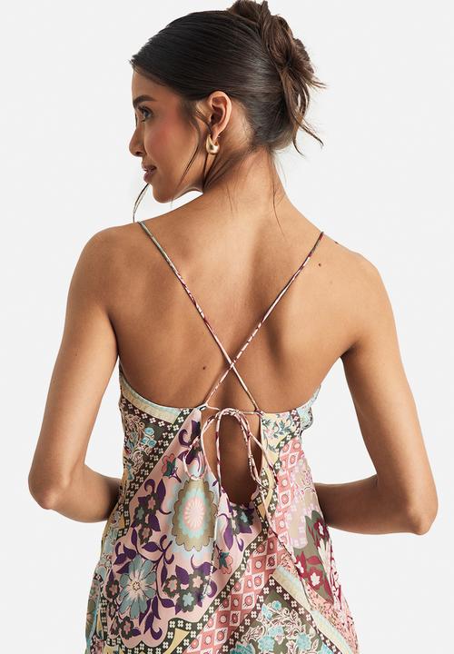 boohoo - Paisley chiffon slip dress - dusky pink