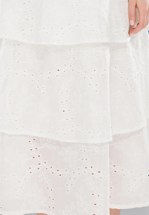 Trendyol - White Maxi Embroidered Woven Dress  Tie Detail on the Back