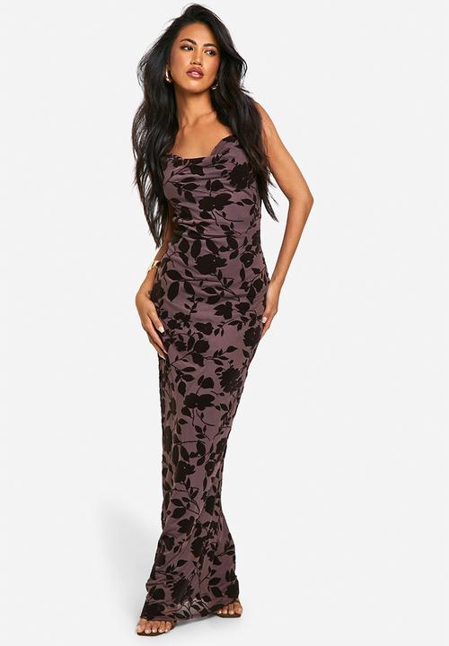 bodycon elegant cocktail midi dress Stretch Bodycon Floral Dress with Side Pleat Details main image 1