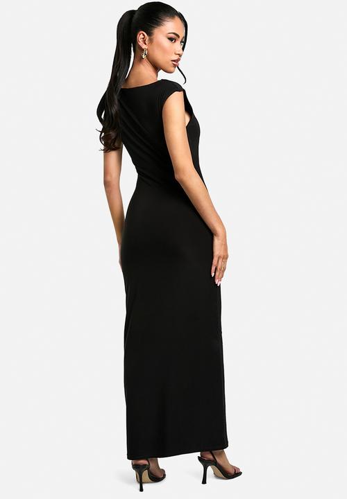 boohoo - Slinky ruched midaxi dress - black