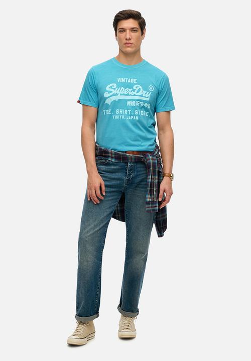 Superdry. - Vl Neon Relaxed Tee - Neon Sky Blue