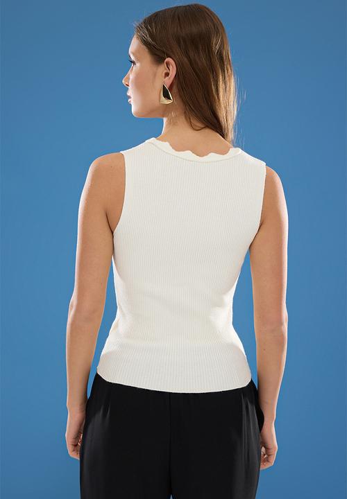 Trendyol - Gold Button Thru Detail Top - Ecru