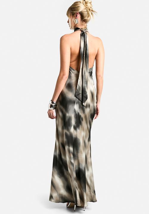 boohoo - Blur stripe halterneck maxi dress - multi