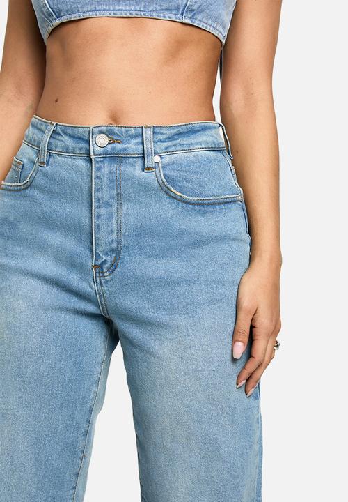 boohoo - The high waist loose straight jean - light wash