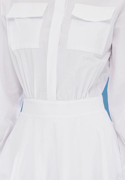 Trendyol - White Mini Woven Dress with Flounce Detail