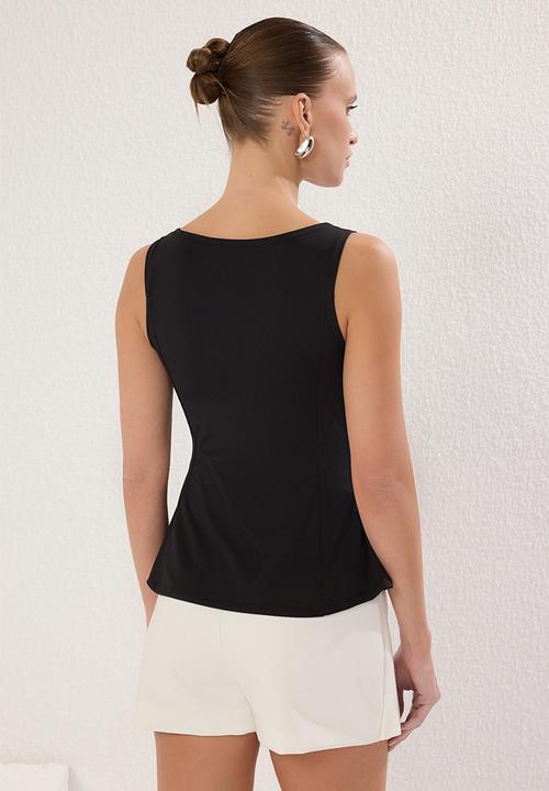 Trendyol - Peplum Body-Smoothing Knitted Top - Black