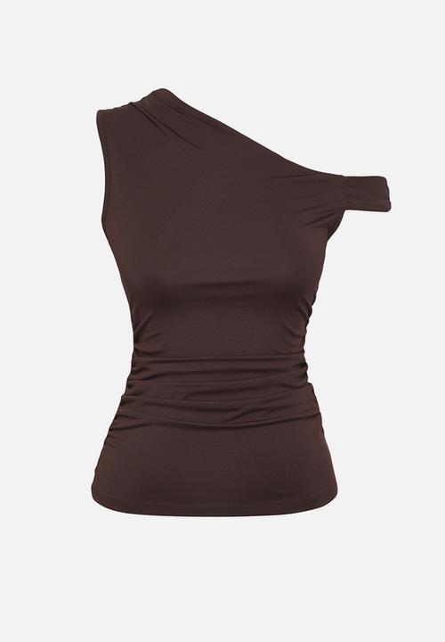Trendyol - Asymmetric with Drape Detail - Brown