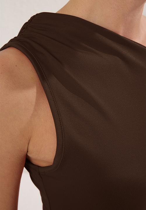 Trendyol - Asymmetric with Drape Detail - Brown