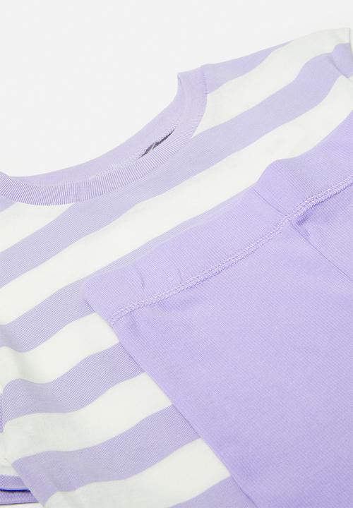 Cotton On - Girls multipack dress and short - lilac drop/stripe