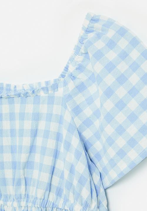 Cotton On - Penny short sleeve dress - dawn blue/gingham