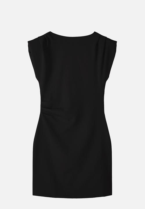 Trendyol - Draped Pleated Shoulder Detail Dress - Black
