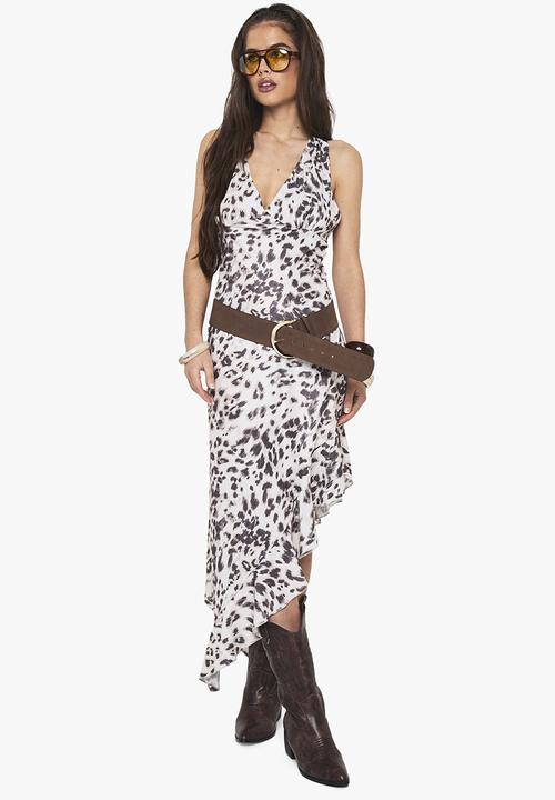 boohoo - Leopard maxi dress - white