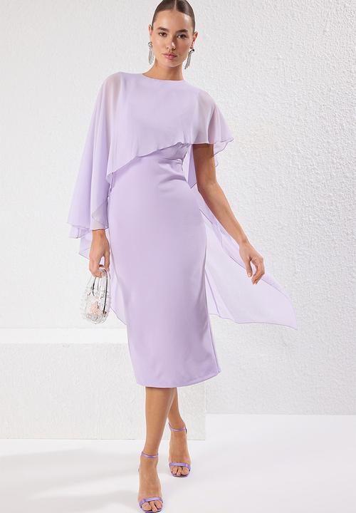 Body-fitting Woven Midi Chic Evening Dress Graduation Dress - Lilac